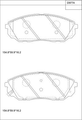 Asimco KD9774 - Bremžu uzliku kompl., Disku bremzes autodraugiem.lv