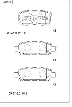 Asimco KD4030 - Bremžu uzliku kompl., Disku bremzes autodraugiem.lv