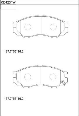 Asimco KD4231W - Bremžu uzliku kompl., Disku bremzes autodraugiem.lv