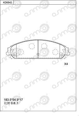 Asimco KD6542 - Bremžu uzliku kompl., Disku bremzes autodraugiem.lv