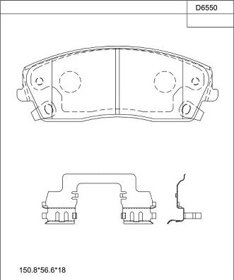 Asimco KD6550 - Bremžu uzliku kompl., Disku bremzes autodraugiem.lv