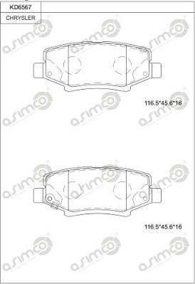 Asimco KD6567 - Bremžu uzliku kompl., Disku bremzes autodraugiem.lv