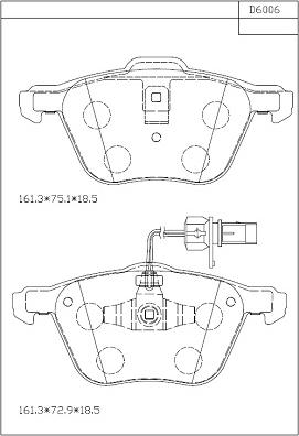 Asimco KD6006 - Bremžu uzliku kompl., Disku bremzes autodraugiem.lv