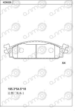 Asimco KD6026 - Bremžu uzliku kompl., Disku bremzes autodraugiem.lv