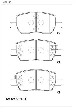 Asimco KD6180 - Bremžu uzliku kompl., Disku bremzes autodraugiem.lv