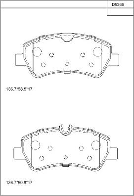 Asimco KD6369 - Bremžu uzliku kompl., Disku bremzes autodraugiem.lv