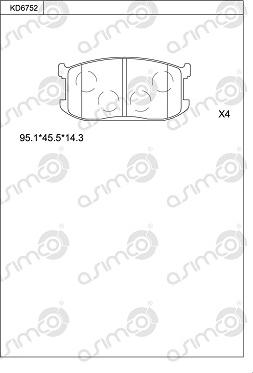 Asimco KD6752 - Bremžu uzliku kompl., Disku bremzes autodraugiem.lv