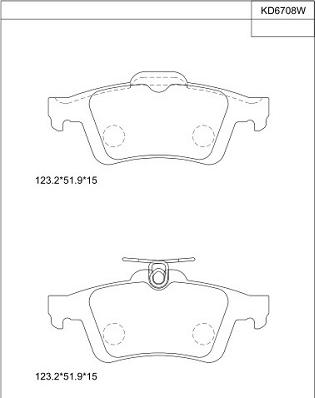 Asimco KD6708W - Bremžu uzliku kompl., Disku bremzes autodraugiem.lv