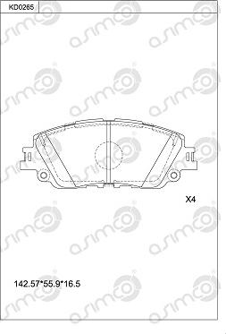 Asimco KD0265 - Bremžu uzliku kompl., Disku bremzes autodraugiem.lv