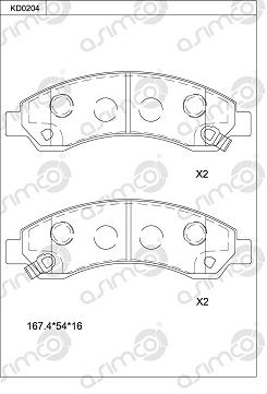 Asimco KD0204 - Bremžu uzliku kompl., Disku bremzes autodraugiem.lv