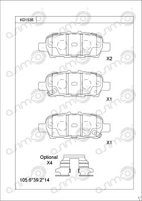 Asimco KD1535 - Bremžu uzliku kompl., Disku bremzes autodraugiem.lv