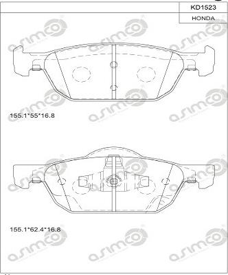 Asimco KD1523 - Bremžu uzliku kompl., Disku bremzes autodraugiem.lv