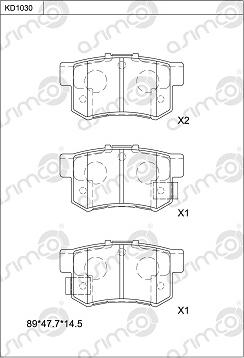 Asimco KD1030 - Bremžu uzliku kompl., Disku bremzes autodraugiem.lv