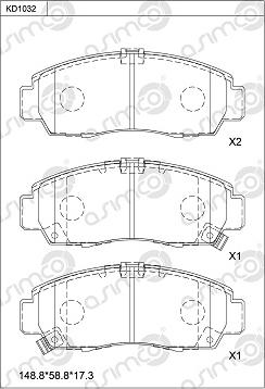 Asimco KD1032 - Bremžu uzliku kompl., Disku bremzes autodraugiem.lv