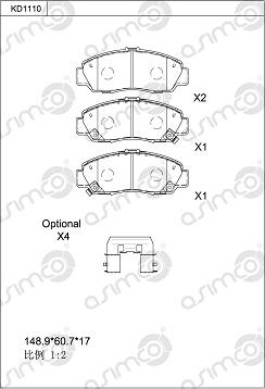 Asimco KD1110 - Bremžu uzliku kompl., Disku bremzes autodraugiem.lv