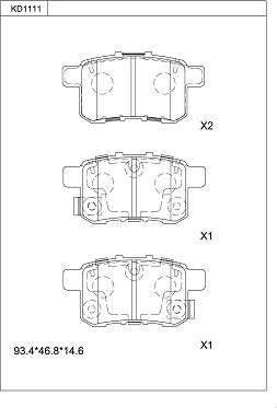 Asimco KD1111 - Bremžu uzliku kompl., Disku bremzes autodraugiem.lv