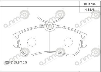 Asimco KD1734 - Bremžu uzliku kompl., Disku bremzes autodraugiem.lv