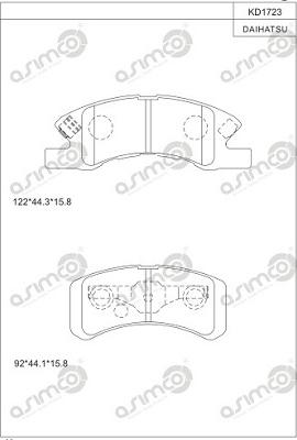 Asimco KD1723 - Bremžu uzliku kompl., Disku bremzes autodraugiem.lv