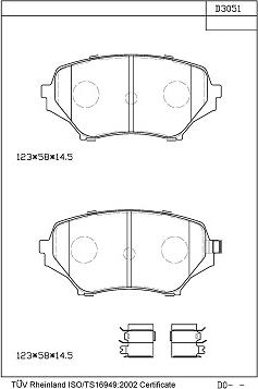 Asimco KD3051 - Bremžu uzliku kompl., Disku bremzes autodraugiem.lv