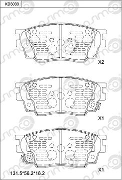 Asimco KD3033 - Bremžu uzliku kompl., Disku bremzes autodraugiem.lv