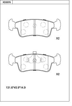 Asimco KD3076 - Bremžu uzliku kompl., Disku bremzes autodraugiem.lv