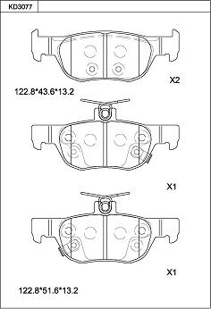 Asimco KD3077 - Bremžu uzliku kompl., Disku bremzes autodraugiem.lv