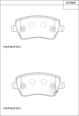 Asimco KD3766W - Bremžu uzliku kompl., Disku bremzes autodraugiem.lv