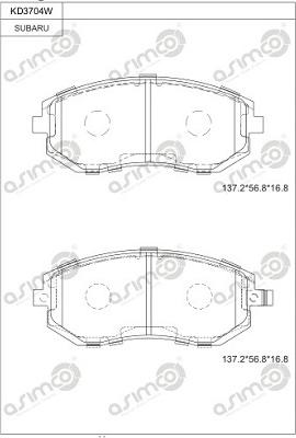 Asimco KD3704W - Bremžu uzliku kompl., Disku bremzes autodraugiem.lv