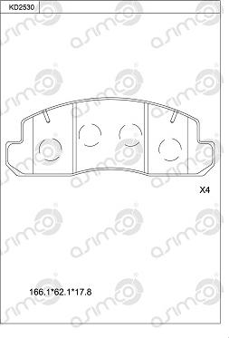 Asimco KD2530 - Bremžu uzliku kompl., Disku bremzes autodraugiem.lv