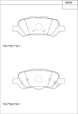 Asimco KD2520 - Bremžu uzliku kompl., Disku bremzes autodraugiem.lv