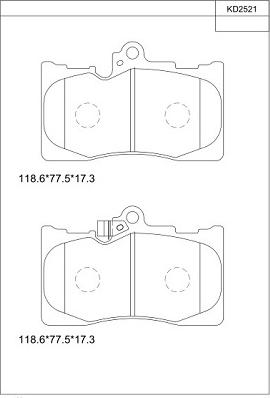 Asimco KD2521 - Bremžu uzliku kompl., Disku bremzes autodraugiem.lv