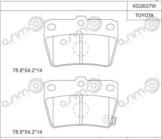 Asimco KD2637W - Bremžu uzliku kompl., Disku bremzes autodraugiem.lv