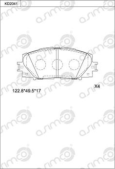 Asimco KD2041 - Bremžu uzliku kompl., Disku bremzes autodraugiem.lv