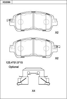 Asimco KD2086 - Bremžu uzliku kompl., Disku bremzes autodraugiem.lv