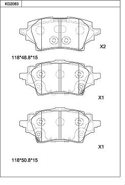 Asimco KD2083 - Bremžu uzliku kompl., Disku bremzes autodraugiem.lv