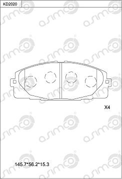 Asimco KD2020 - Bremžu uzliku kompl., Disku bremzes autodraugiem.lv