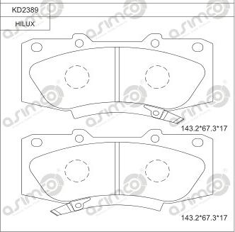 Asimco KD2389 - Bremžu uzliku kompl., Disku bremzes autodraugiem.lv