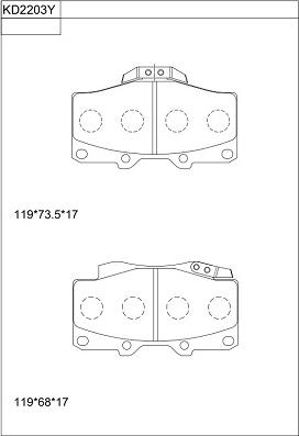 Asimco KD2203Y - Bremžu uzliku kompl., Disku bremzes autodraugiem.lv