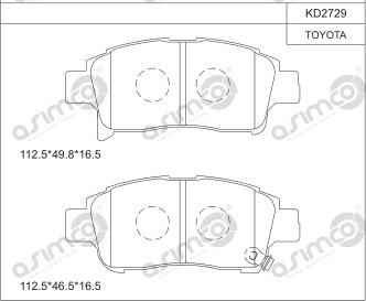 Asimco KD2729 - Bremžu uzliku kompl., Disku bremzes autodraugiem.lv