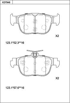 Asimco KD7948 - Bremžu uzliku kompl., Disku bremzes autodraugiem.lv