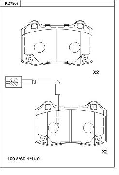 Asimco KD7905 - Bremžu uzliku kompl., Disku bremzes autodraugiem.lv