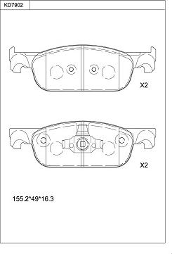 Asimco KD7902 - Bremžu uzliku kompl., Disku bremzes autodraugiem.lv