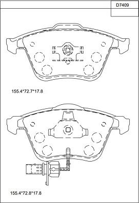 Asimco KD7409 - Bremžu uzliku kompl., Disku bremzes autodraugiem.lv