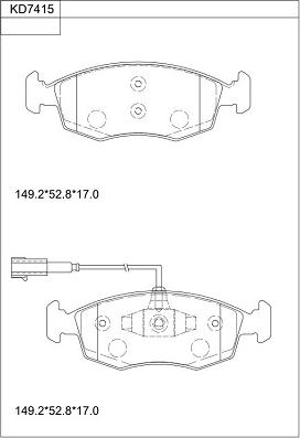 Asimco KD7415 - Bremžu uzliku kompl., Disku bremzes autodraugiem.lv