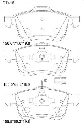 Asimco KD7416 - Bremžu uzliku kompl., Disku bremzes autodraugiem.lv