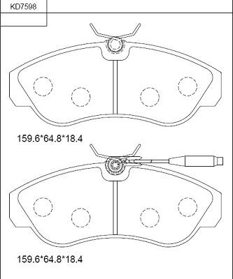 Asimco KD7598 - Bremžu uzliku kompl., Disku bremzes autodraugiem.lv