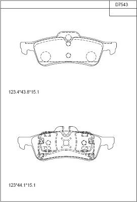 Asimco KD7543 - Bremžu uzliku kompl., Disku bremzes autodraugiem.lv