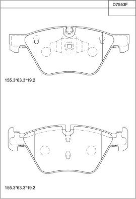 Asimco KD7553F - Bremžu uzliku kompl., Disku bremzes autodraugiem.lv