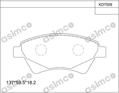 Asimco KD7509 - Bremžu uzliku kompl., Disku bremzes autodraugiem.lv