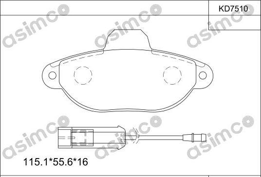 Asimco KD7510 - Bremžu uzliku kompl., Disku bremzes autodraugiem.lv